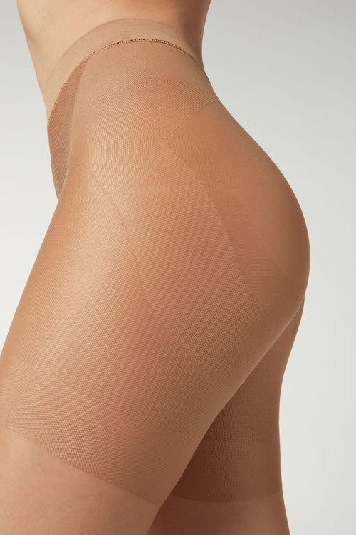 Meia Calça Modeladora Transparente Fio 15 Total Premium - Bege