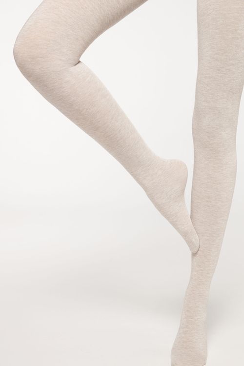 Meia-Calça Com Modal e Cashmere - Bege