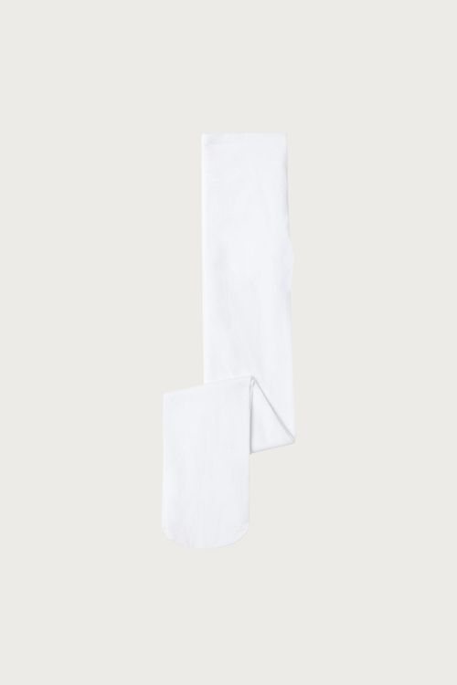 Meia Calça Em Algodão Eco Para Menina - Branco