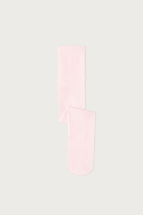 Meia Calça Em Algodão Eco Para Menina - Rosa