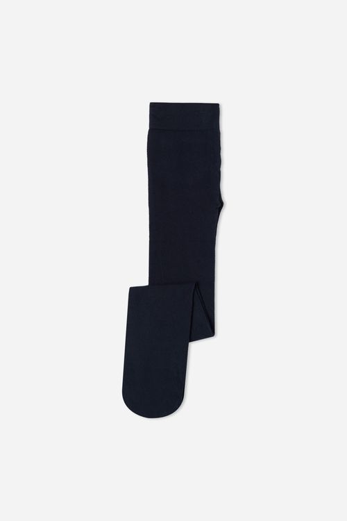 Meia Calça Em Algodão Eco Para Menina - Azul