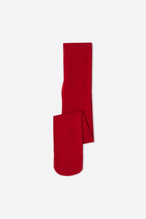 Meia Calça Em Algodão Eco Para Menina - Vermelho