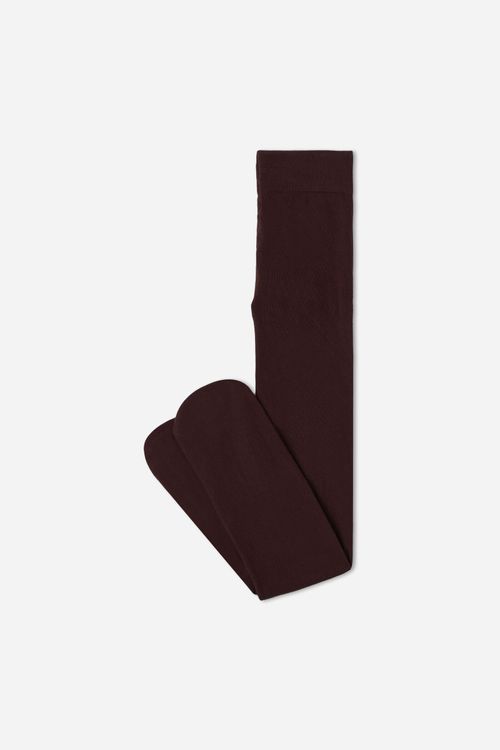 Meia Calça Em Algodão Eco Para Menina - Marrom