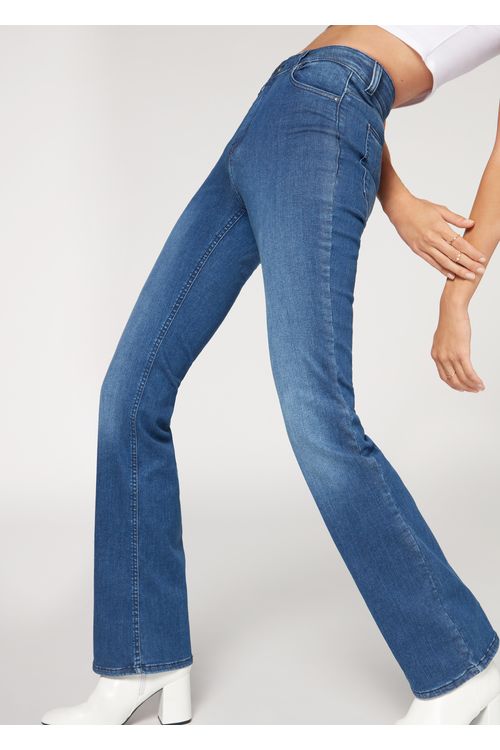 Jeans Bootcut Cintura Alta Superflex - Azul