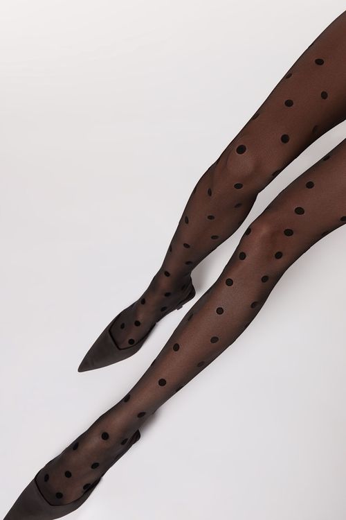 Meia Calça Transparente Fio 30 De Poás Em Relevo - Preto