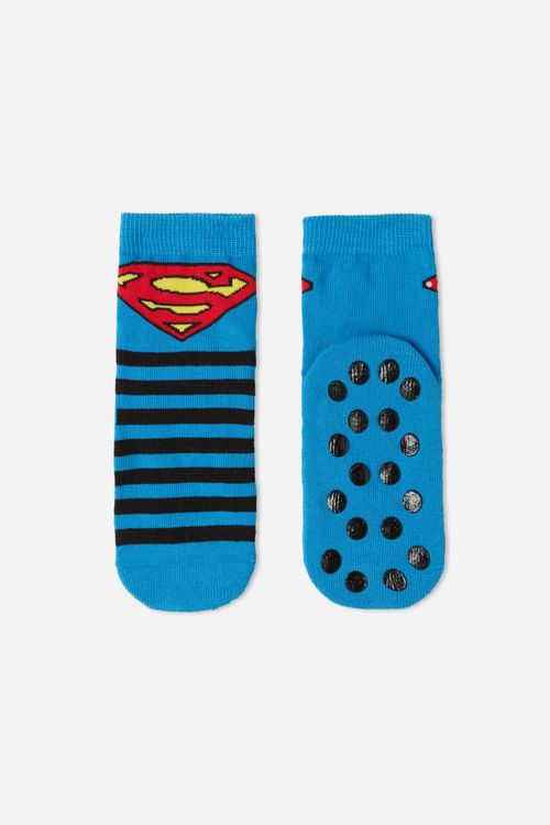 Meias Antiderrapantes Super-Homem Para Criança - Azul