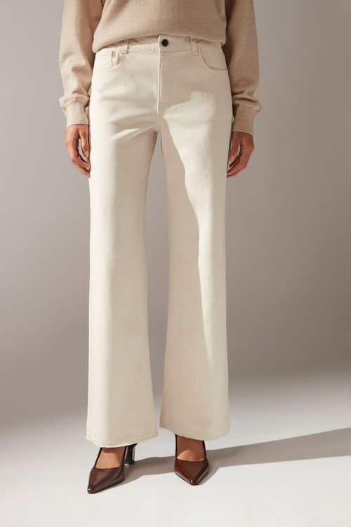 Calça Jeans Wide Leg - Off-White