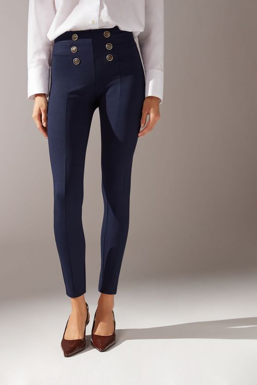 Legging Skinny Sailor Com Botões - Azul