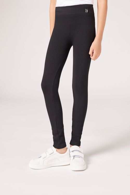 Legging Canelada Para Menina - Preto