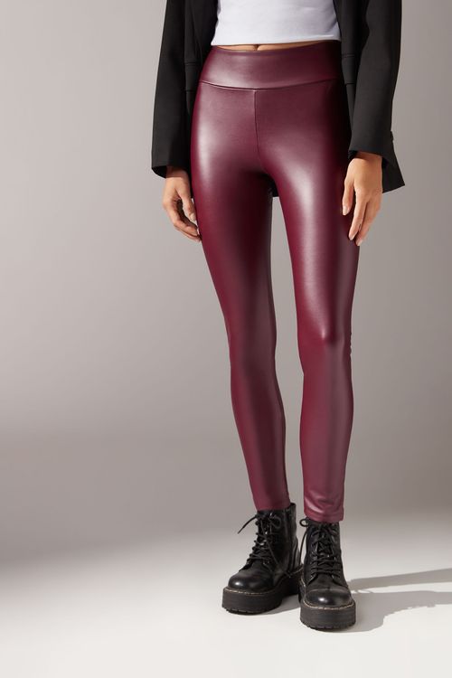 Legging Térmica Efeito Couro - Vermelho