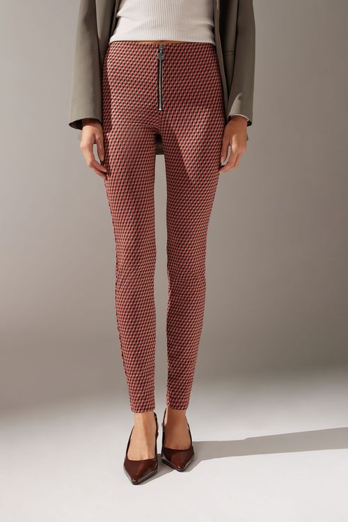 Legging Skinny Em Malha Elástica - Vermelho