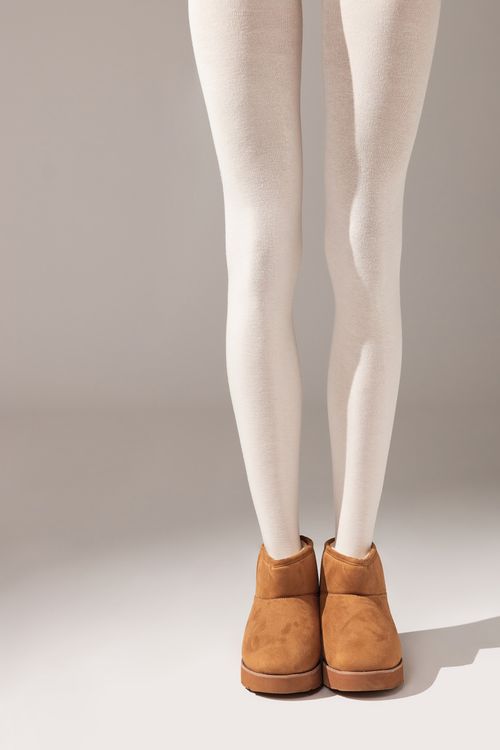 Meia-Calça Com Modal e Cashmere - Branco