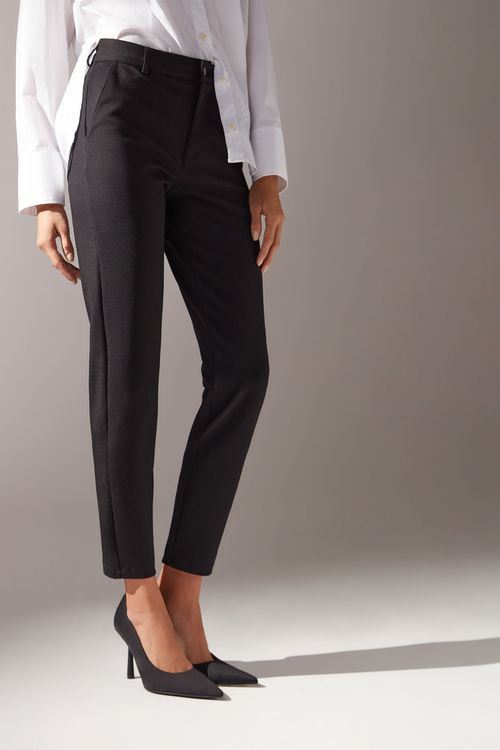 Calça Reta Em Malha Milano - Preto