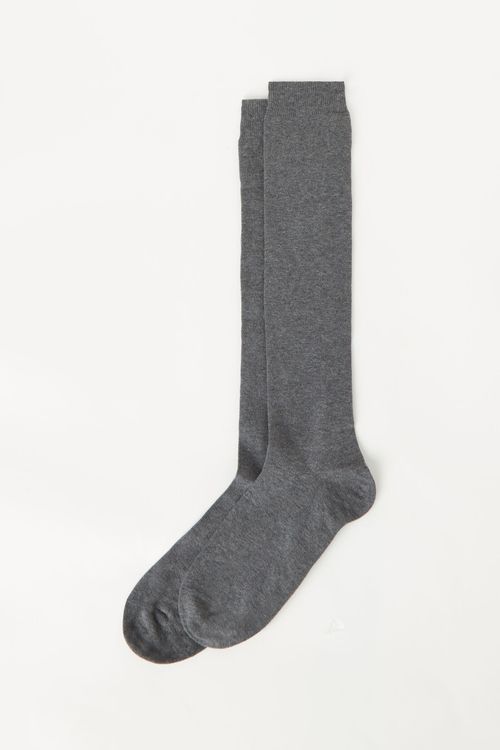 Meia Longa Em Algodão Quente Masculina - Cinza