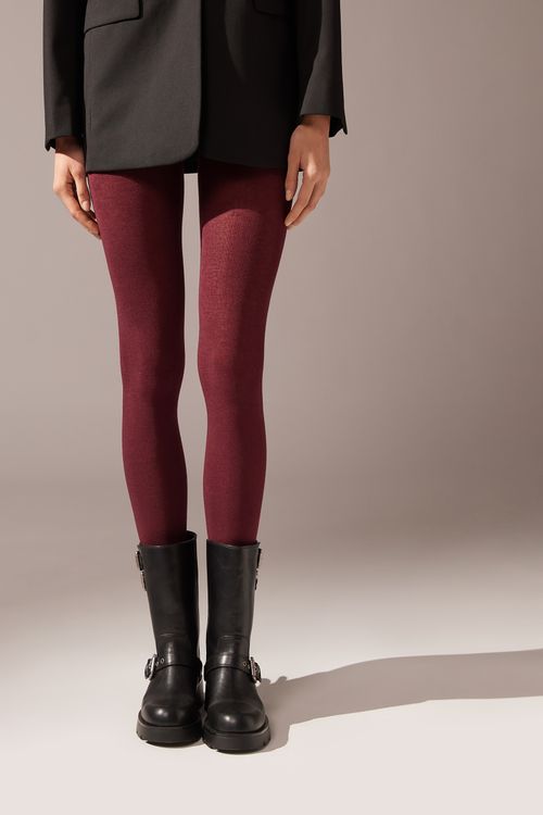 Meia Calça Macia Com Cashmere e Modal - Bordô