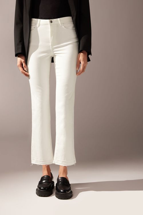 Calça Jeans Cropped - Branco