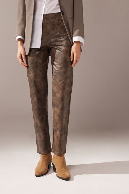 Legging Térmica Efeito Couro Vintage - Marrom