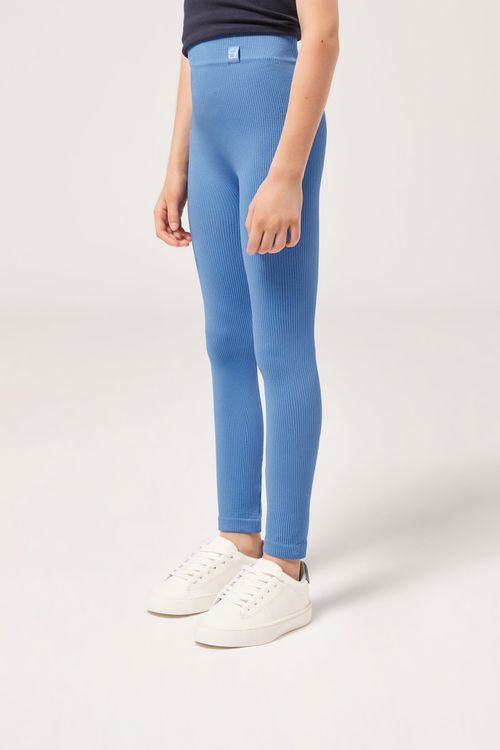 Legging Canelada Para Menina - Azul