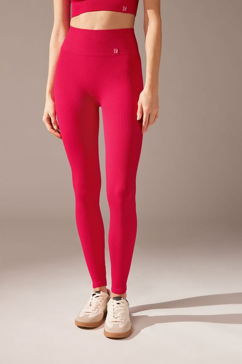 Legging Seamless Com Canelado Fino - Rosa