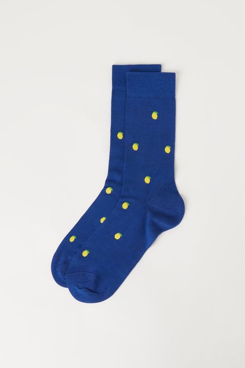 Meia Curta Com Padrão All Over Masculina - Azul