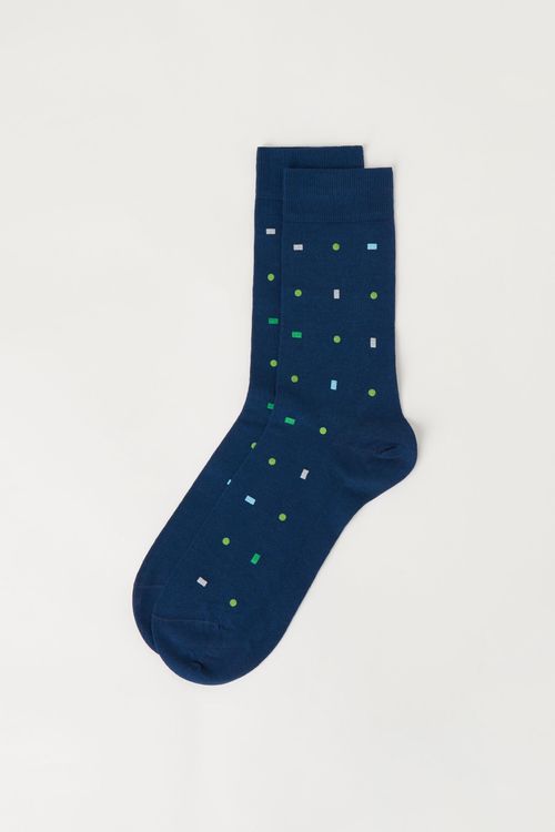 Meia Curta Com Padrão All Over Masculina - Azul