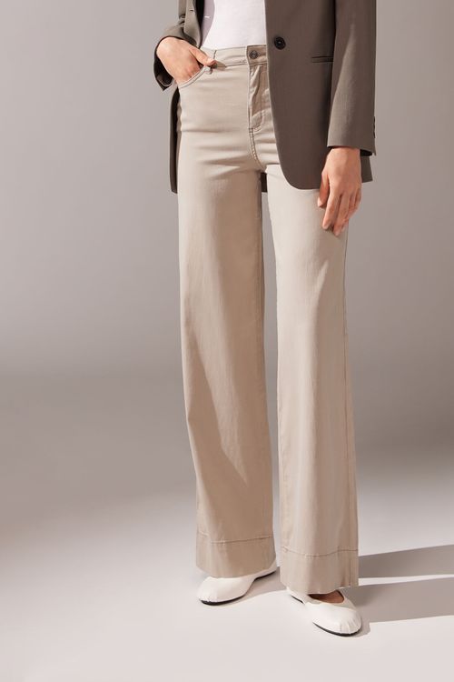 Calça Jeans Pantalona Eco - Off-White