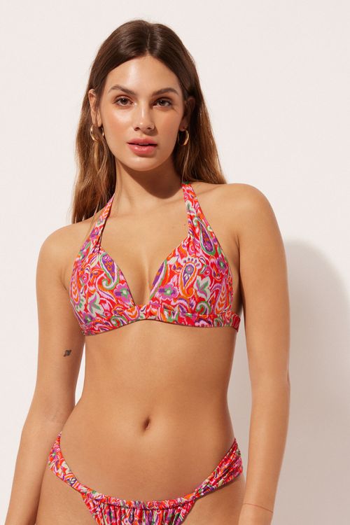 Parte De Cima De Biquíni Triângulo Vibrant Paisley - Vermelho