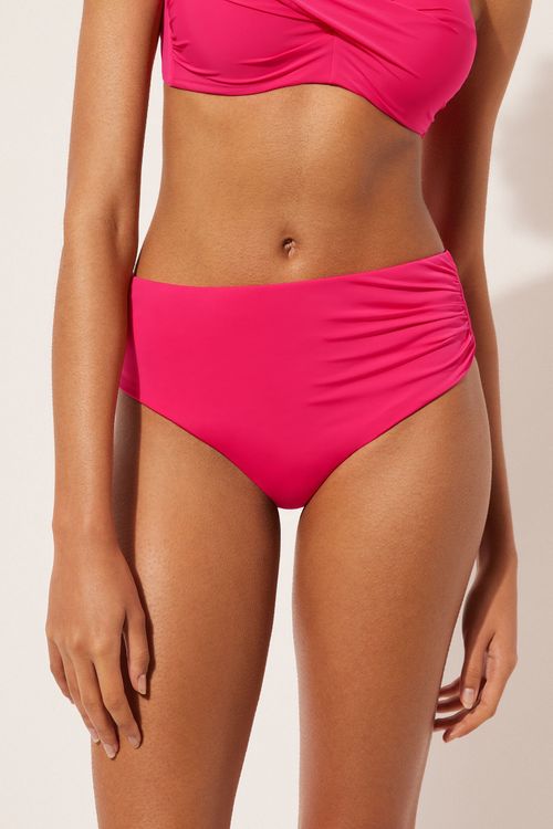 Calcinha De Biquíni De Cintura Alta Modeladora Indonésia - Rosa