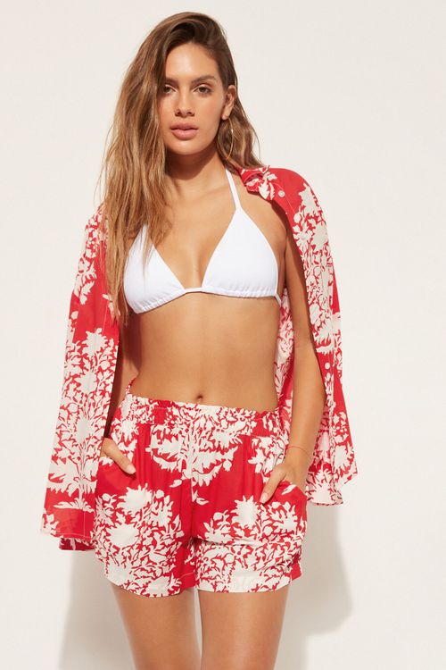 Shorts Em Algodão - Vermelho