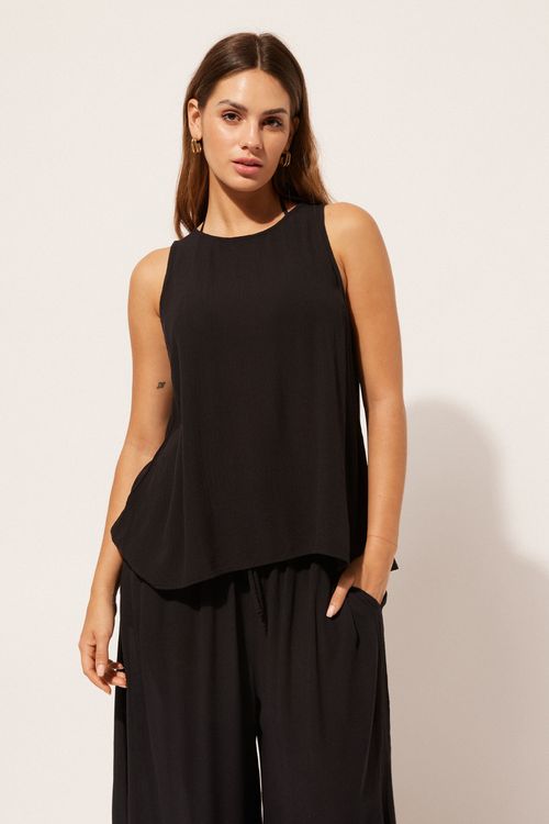 Regata Em Viscose - Preto