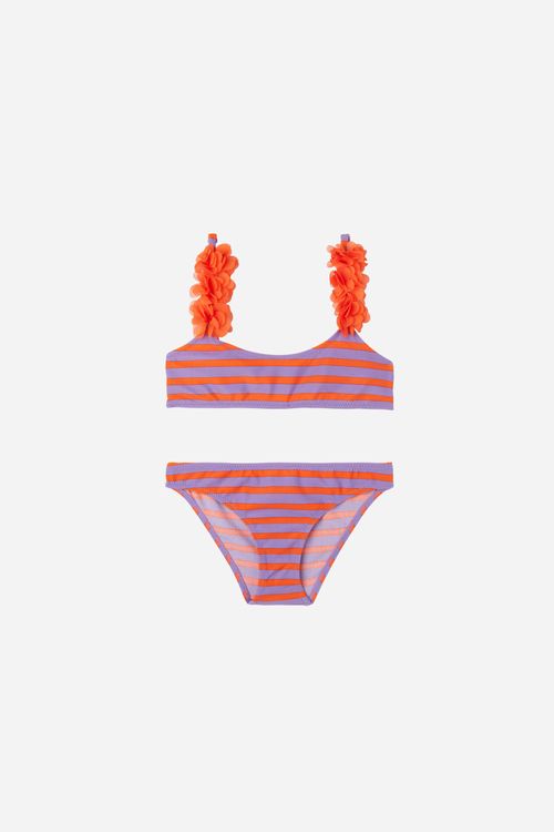 Biquíni Infantil Stripes And Flowers - Roxo