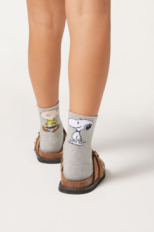 Meia Snoopy Infantil - Cinza