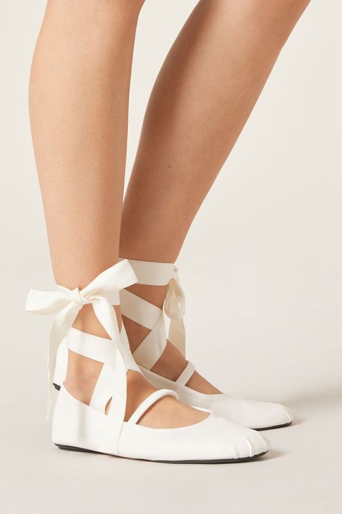 Meia Invisível Com Amarração - Off-White
