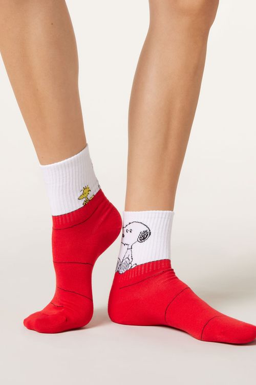 Meia Bicolor Snoopy - Vermelho