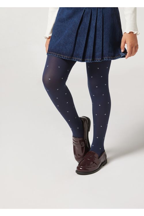 Meia-Calça Opaca Com Glitter Infantil - Azul