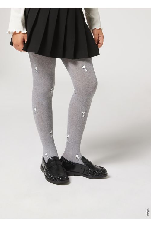 Meia-Calça Snoopy Infantil - Cinza