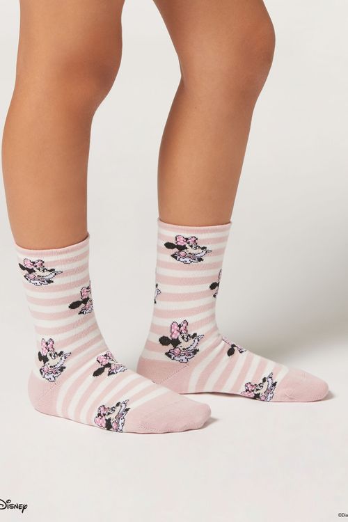 Meia Curta Minnie Infantil - Rosa