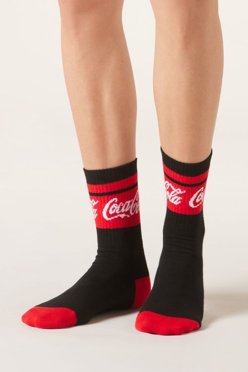Meia Curta Esportiva Coca-Cola - Preto