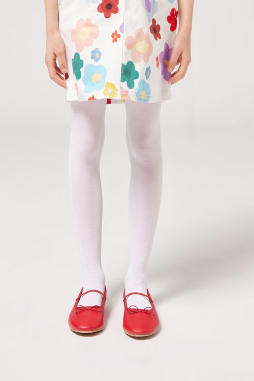 Meia-Calça Fio 70 Com Glitter Para Criança - Branco