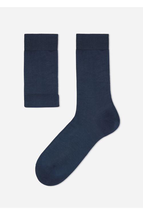 Meia Em Fio De Escócia - Azul