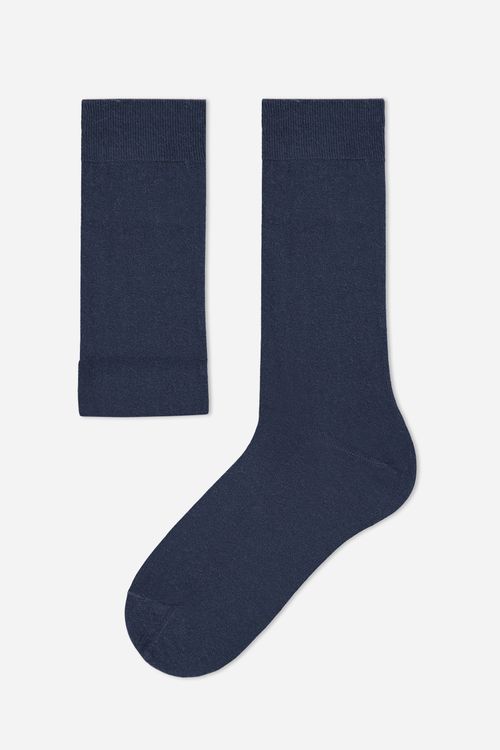 Meia Curta Em Cashmere Masculina - Azul