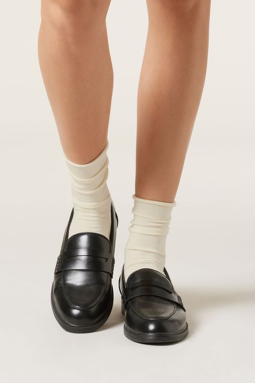 Meia Curta Com Cashmere - Off-White