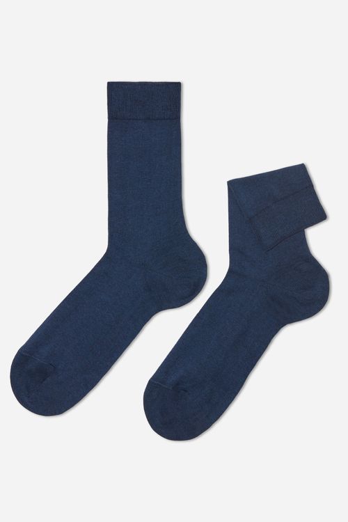 Meias Curtas Em Algodão Elástico - Azul