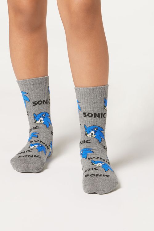 Meia Curta Sonic Infantil - Cinza
