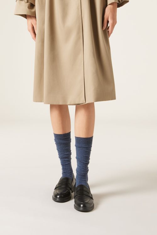 Meia Alta Com Cashmere - Azul
