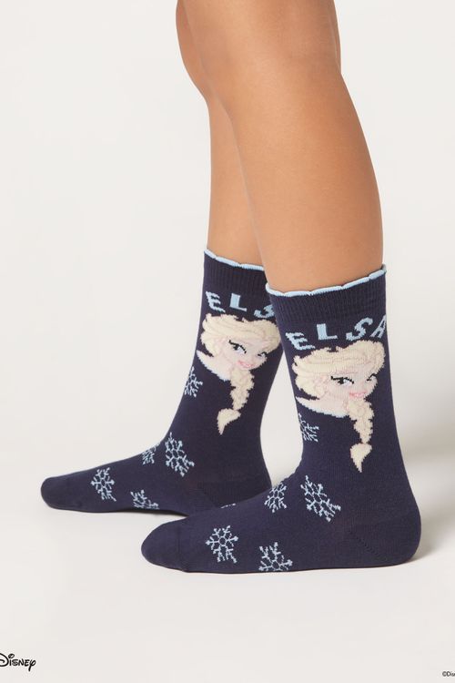 Meia Curta Frozen Infantil - Azul
