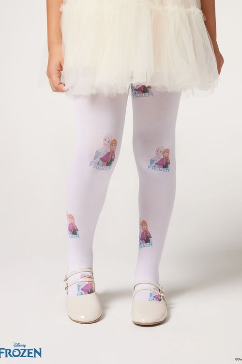 Meia-Calça Frozen Infantil - Branco