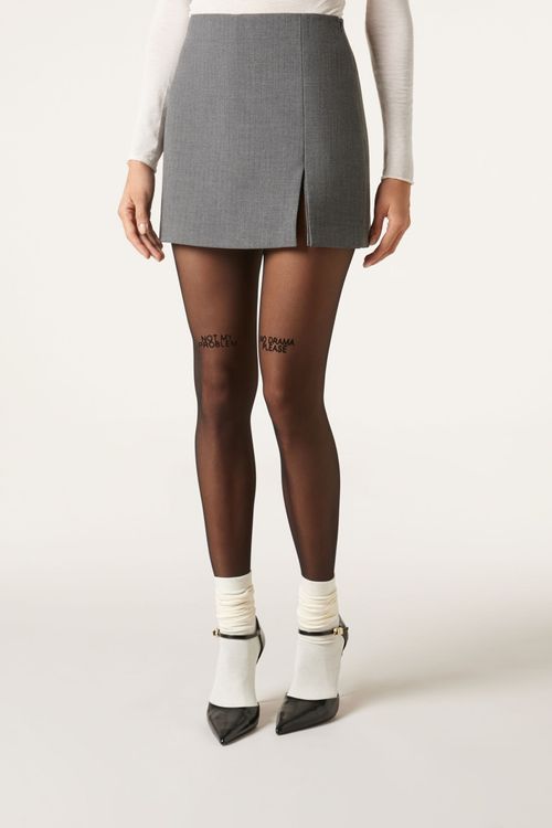 Meia-Calça Transparente No Drama Fio 30 - Preto