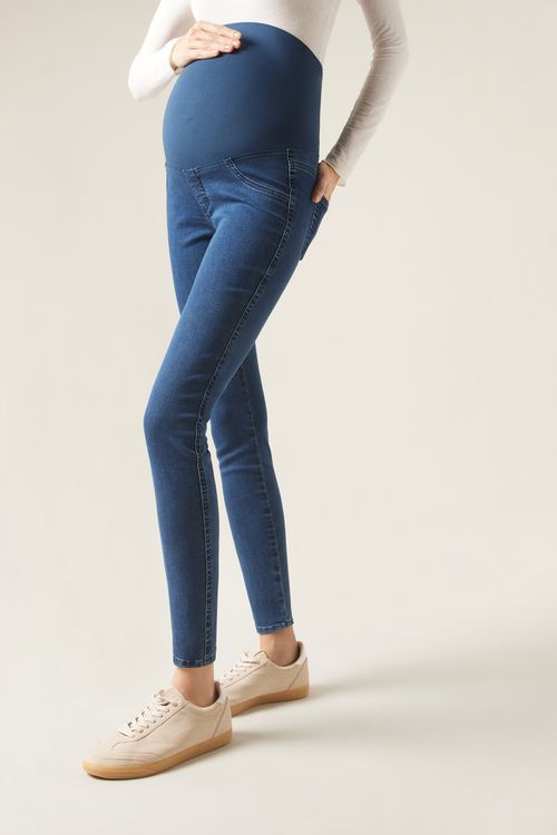 Leggings Jeans De Maternidade - Azul