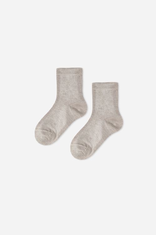 Meia Curta Com Cashmere Infantil - Bege